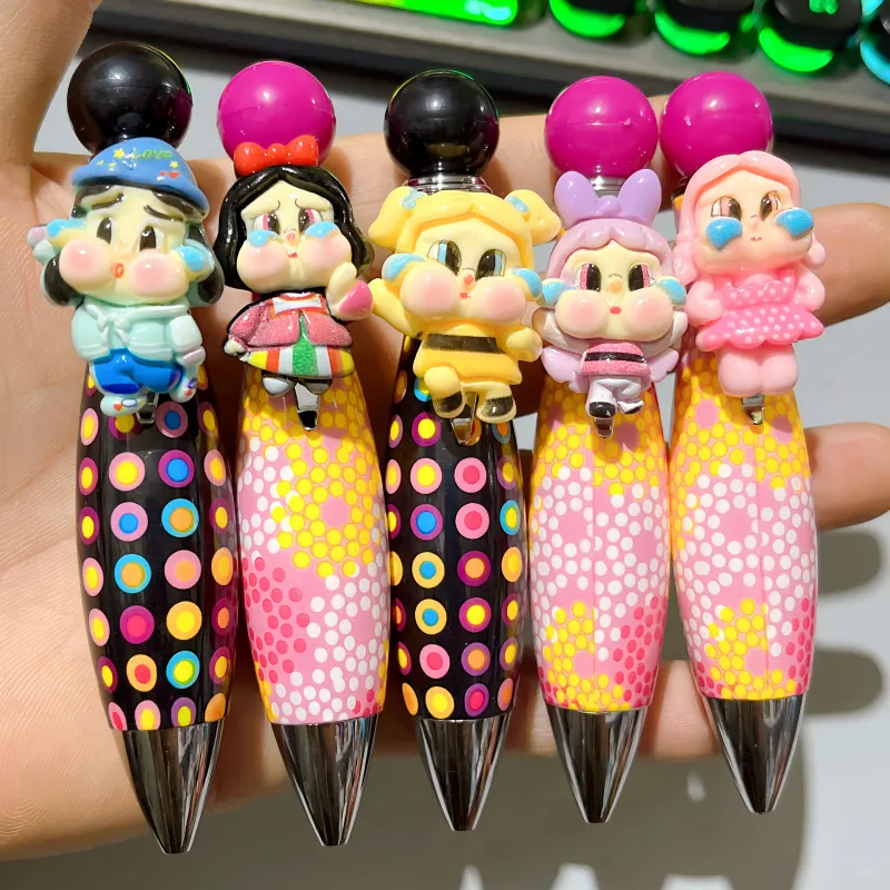 Crying Doll Bowling Ball Pen – Cute Kawaii Novelty Ballpoint Pen with Funny Expression, Aesthetic INS Style Stationery for Students, Exam Writing & Gifts